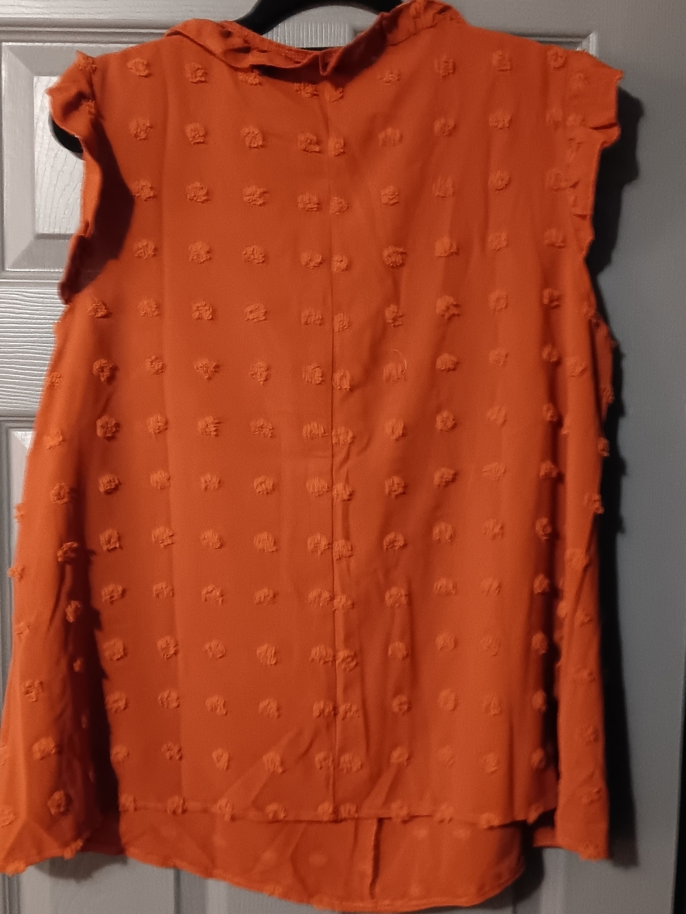 Sleeveless Ruffle Textured Top - Rust Orange - Picture 3 of 5